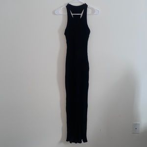Long black ribbed dress